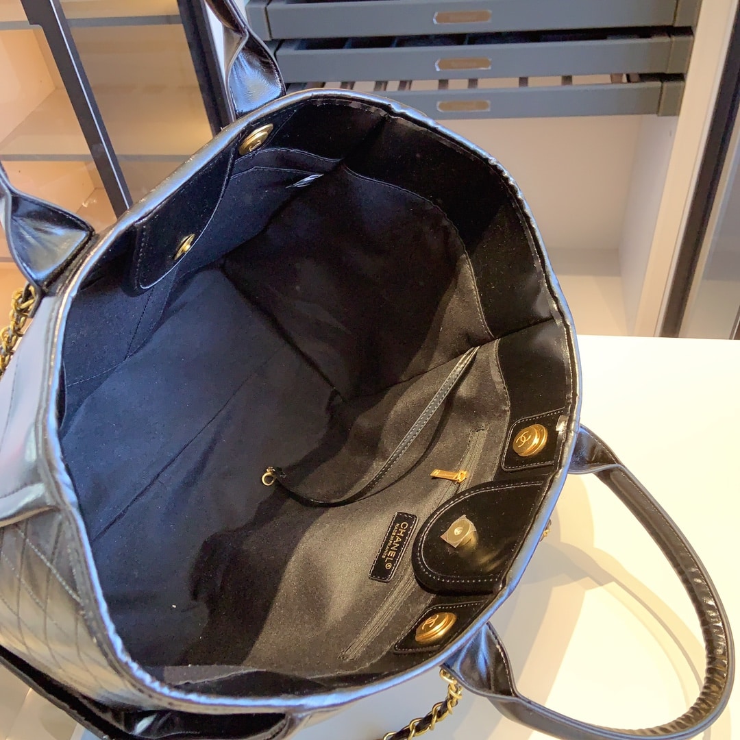 Chanel Deauville Large Shopping Bag Leather Black 38Cm - 画像 (4)