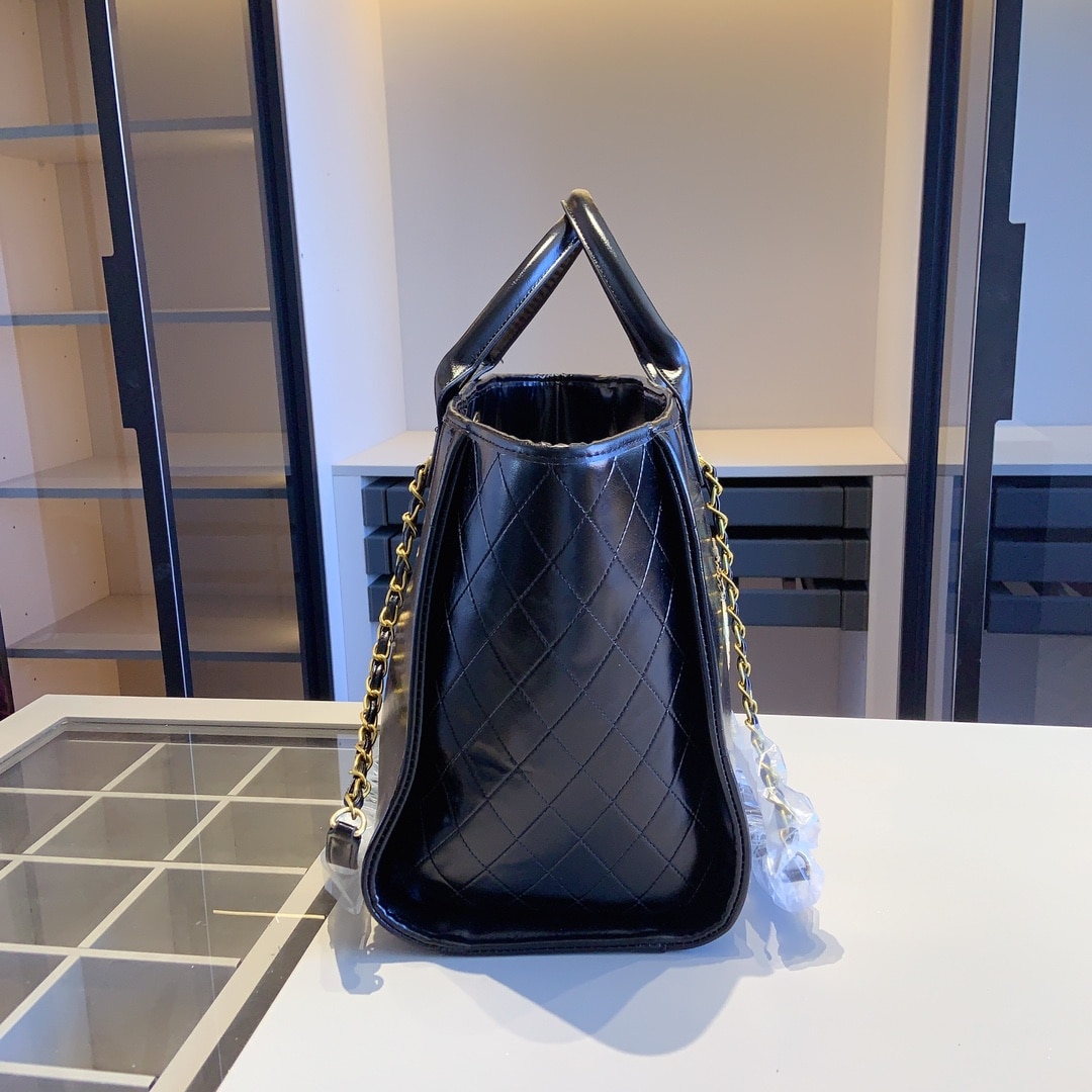 Chanel Deauville Large Shopping Bag Leather Black 38Cm - 画像 (3)