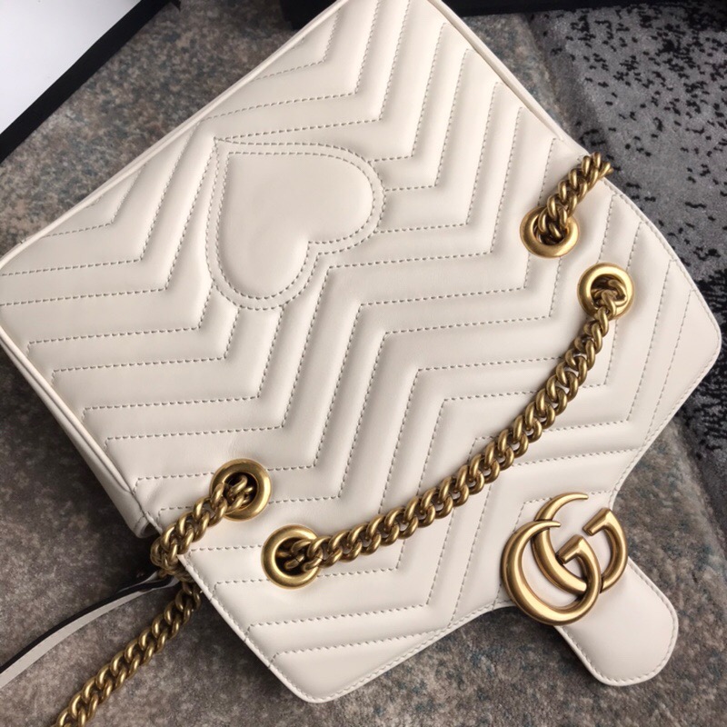 Gucci Gg Marmont Mini Shoulder Bag White Matelasse 22Cm 446744 Dtdit 9022 - 画像 (4)