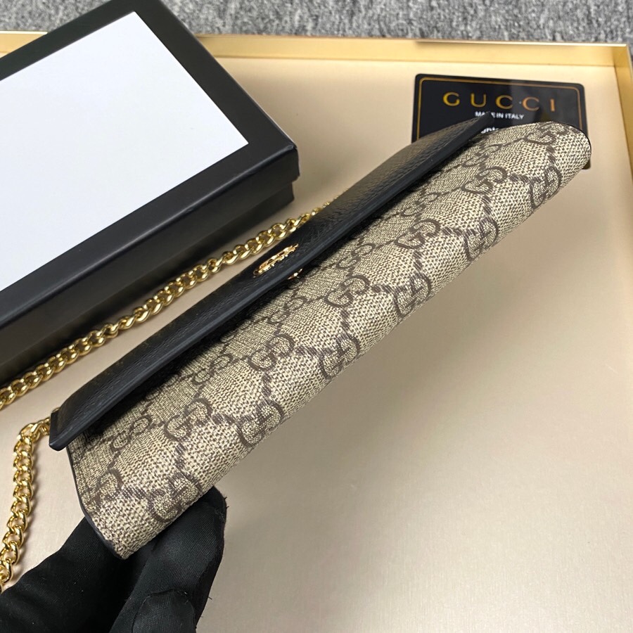 Gucci Gg Marmont Bicolor Wallet On Chain Beige Ebony 19Cm 546585 17Wag 1283 - 画像 (3)