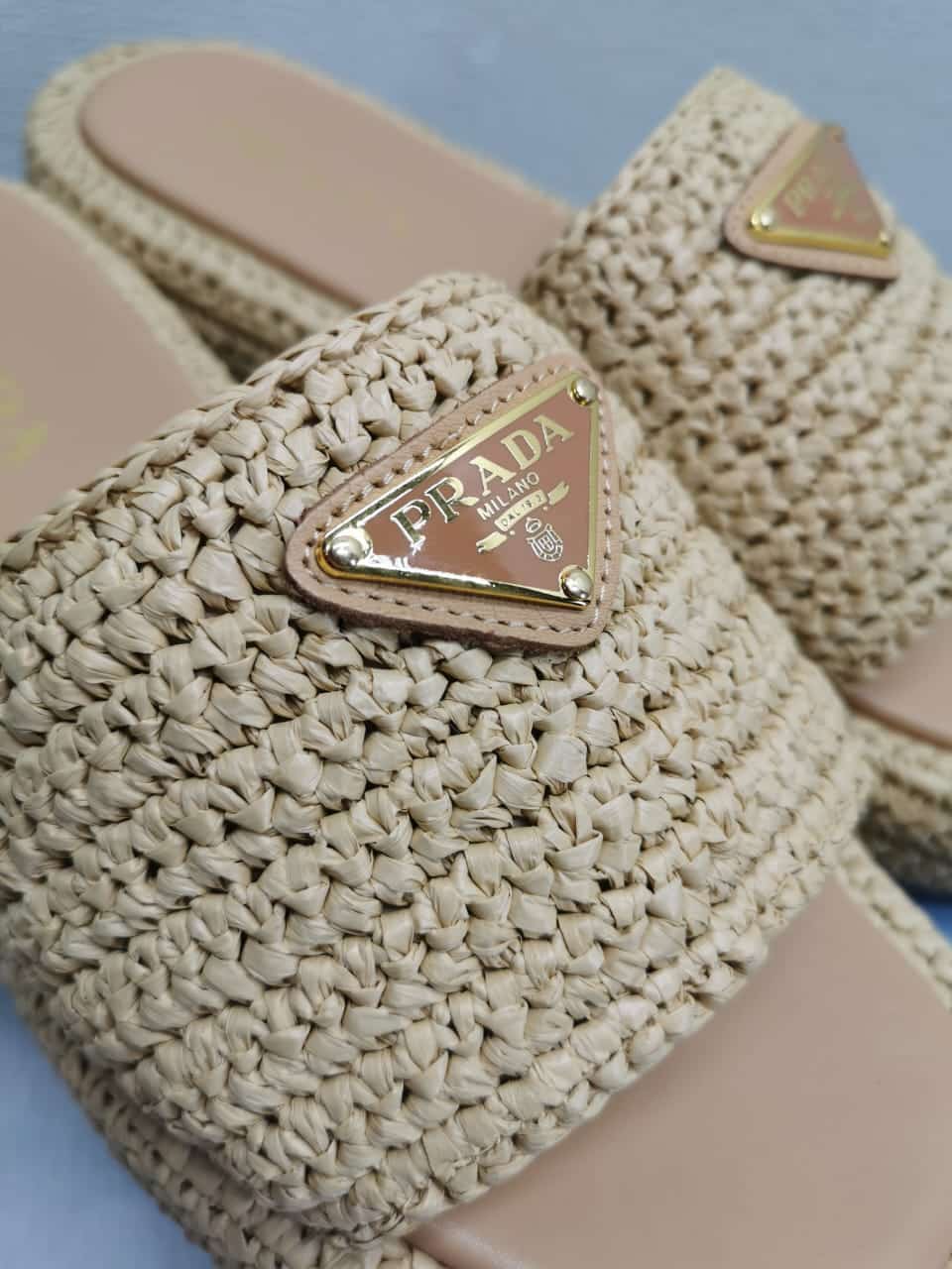 PRADA プラダ クロシェ 厚底スライドサンダル ナチュラル 型番:1XZ761 2C2T F0018 F035 - 画像 (4)