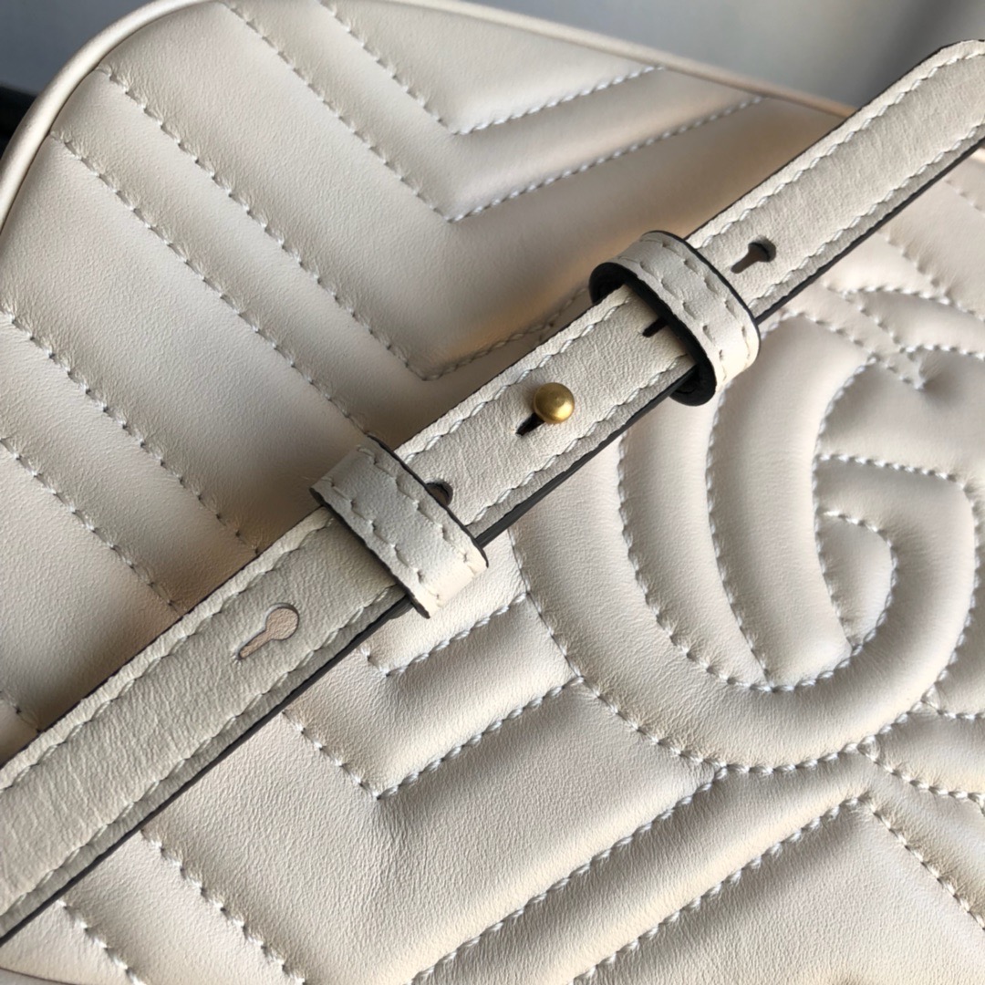 Gucci GG Marmont Small Matelassé Camera Bag White 24cm 447632 DTD1T 9022 - 画像 (6)