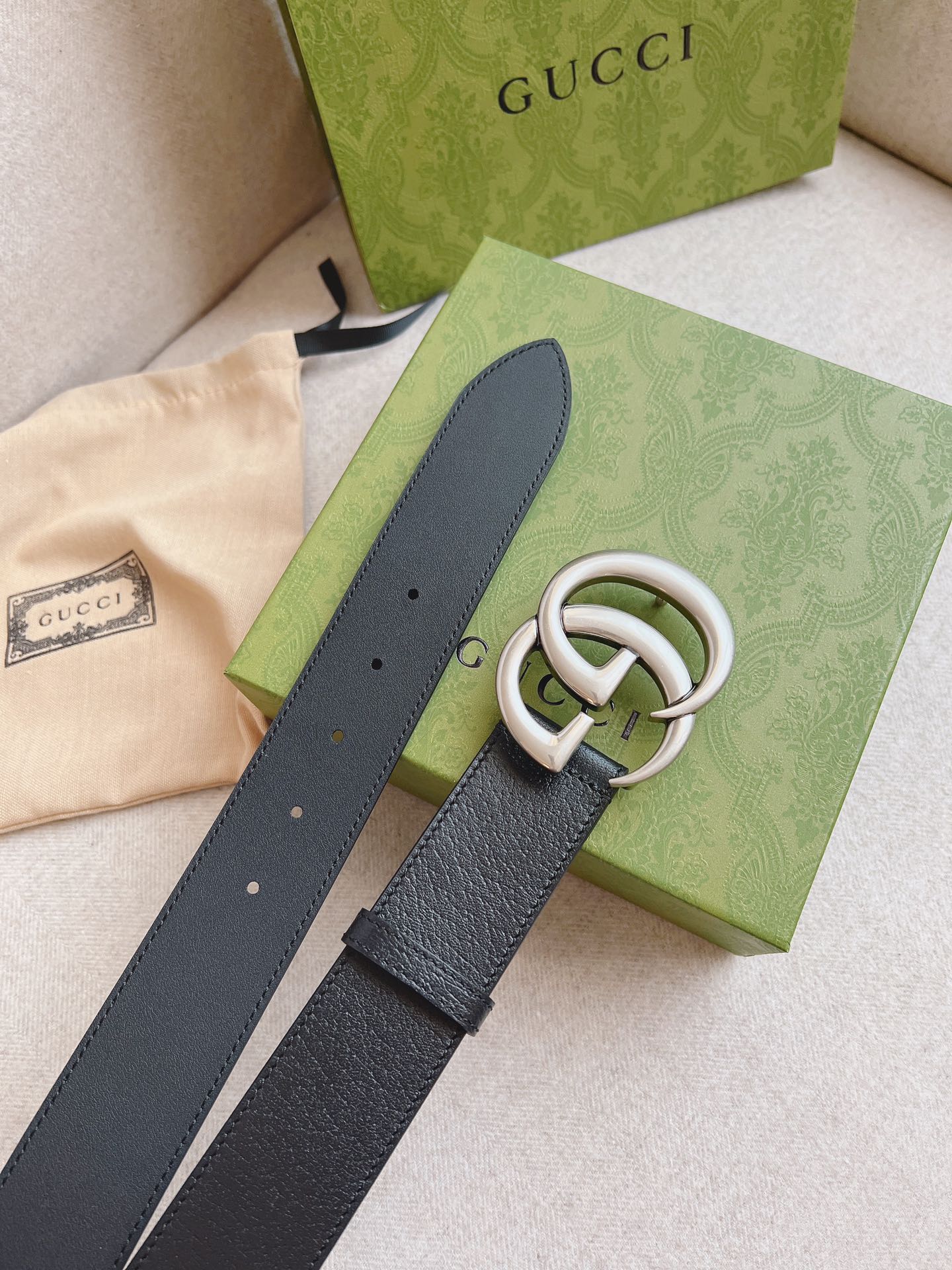 Gucci Mamon Gg Silver Logo Belt 4Cm - 画像 (2)