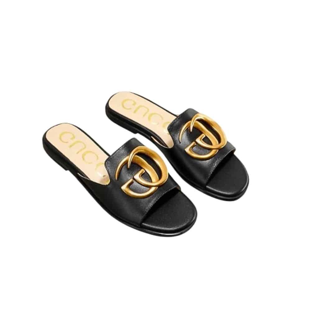 GUCCI グッチ プリンスタウン GG レザースリッパ ブラック
