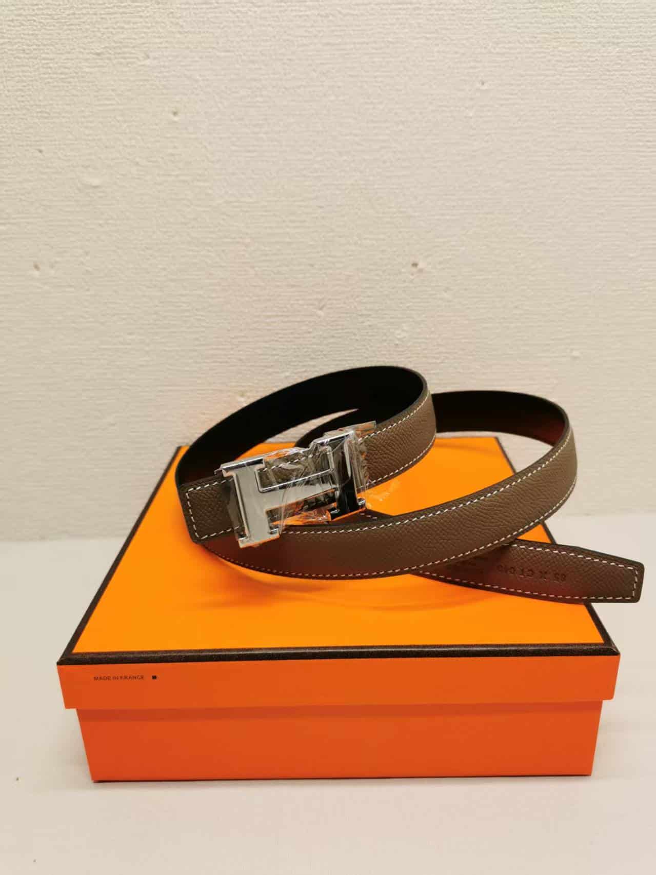 Hermes Belt Togo Swift Silver Buckle Brown 24Mm - 画像 (2)