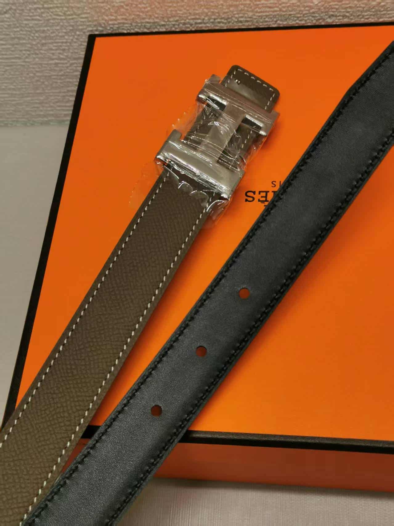 Hermes Belt Togo Swift Silver Buckle Brown 24Mm - 画像 (3)