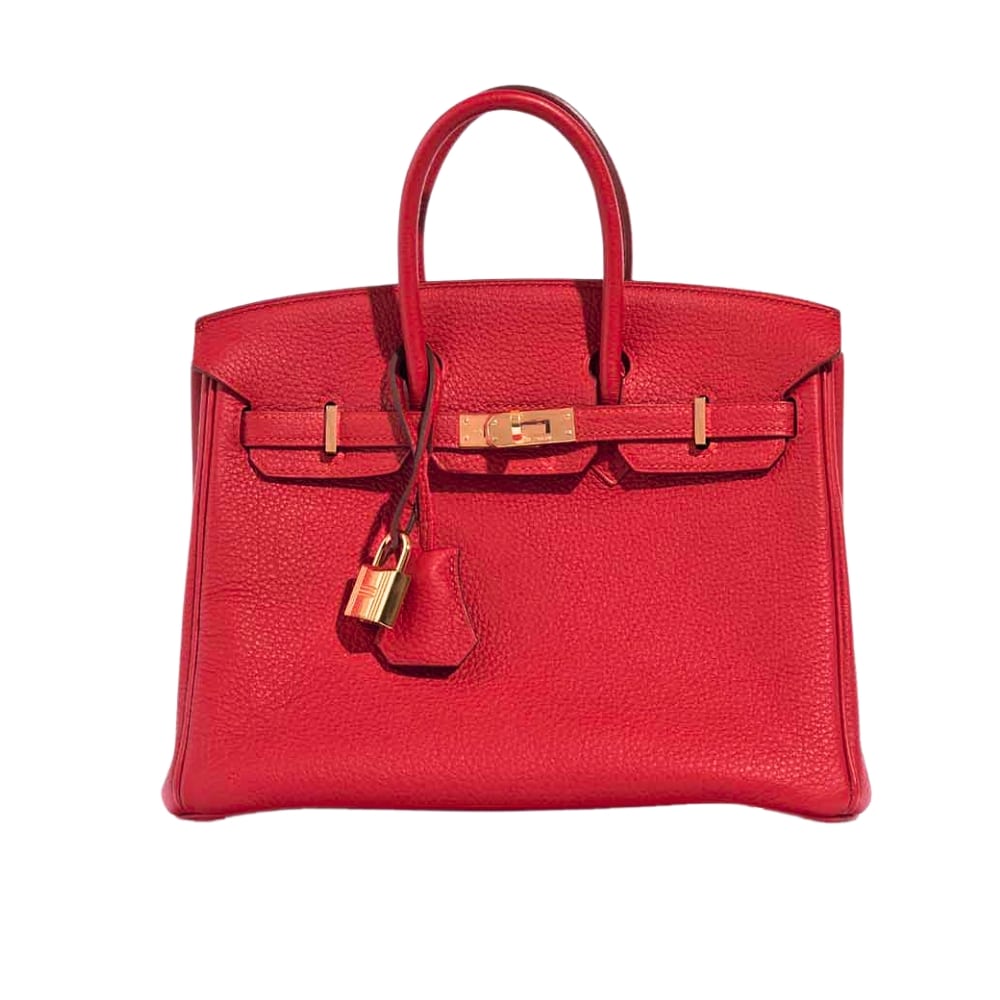 Hermes Birkin Gold Hardware Epsom Red 25Cm